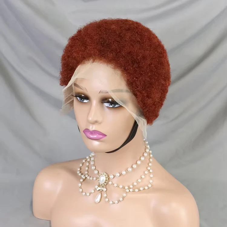 13x4 Transparent Lace Afro Kinky Curly Human Hair Wigs Wholesale 7 Colors Lace Front Bob Wigs For Women Short Pixie Wig 2024