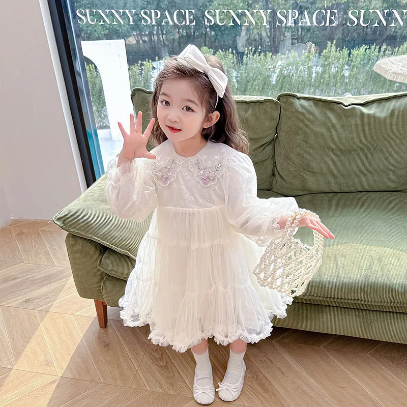 spring autumn kid girls party dress girls long sleeve lace princess dress