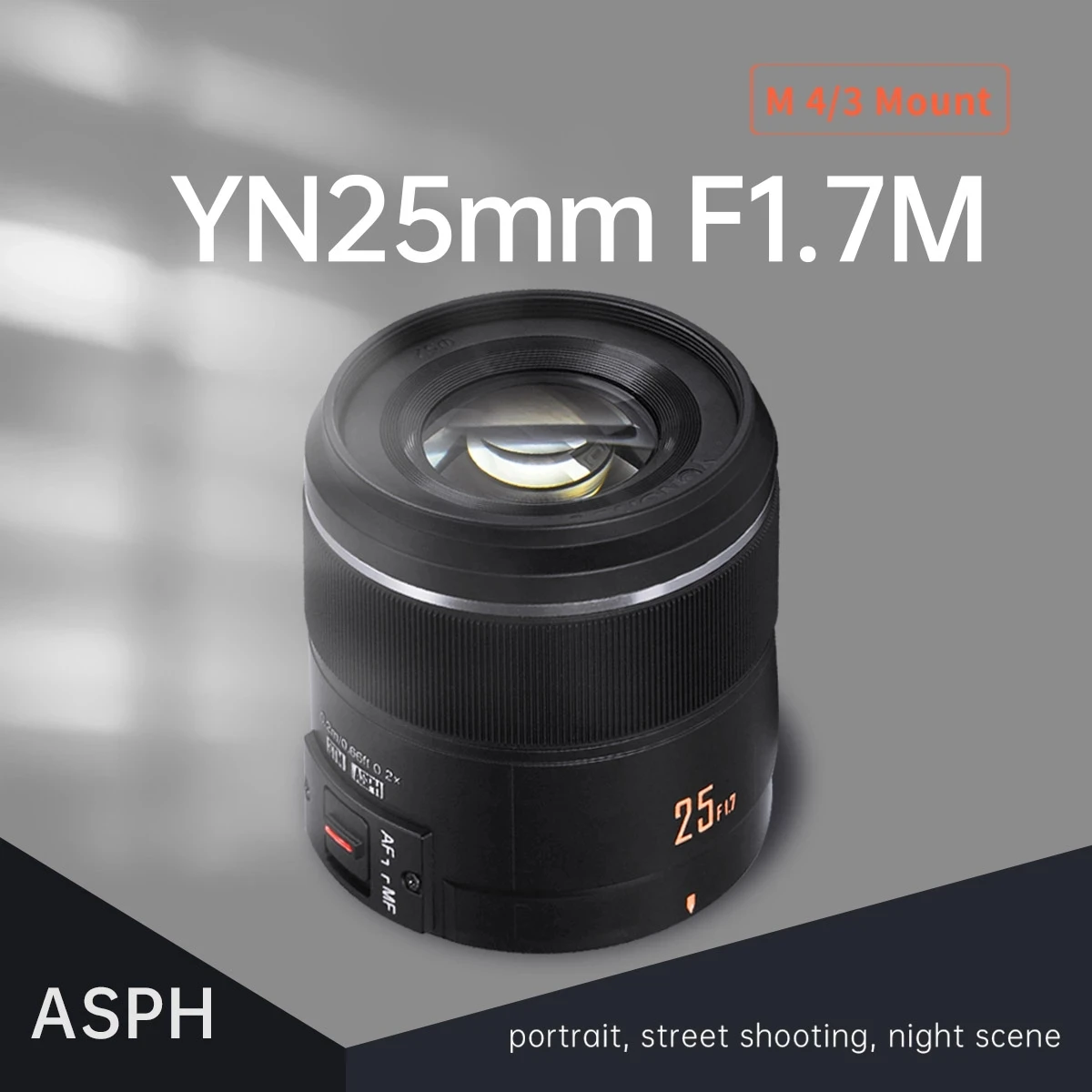  Объектив YONGNUO YN 25 мм F1.7M M4/3 для камеры большая апертура AF/MF стандартный основной объектив Panasonic Olympus G95 GF9