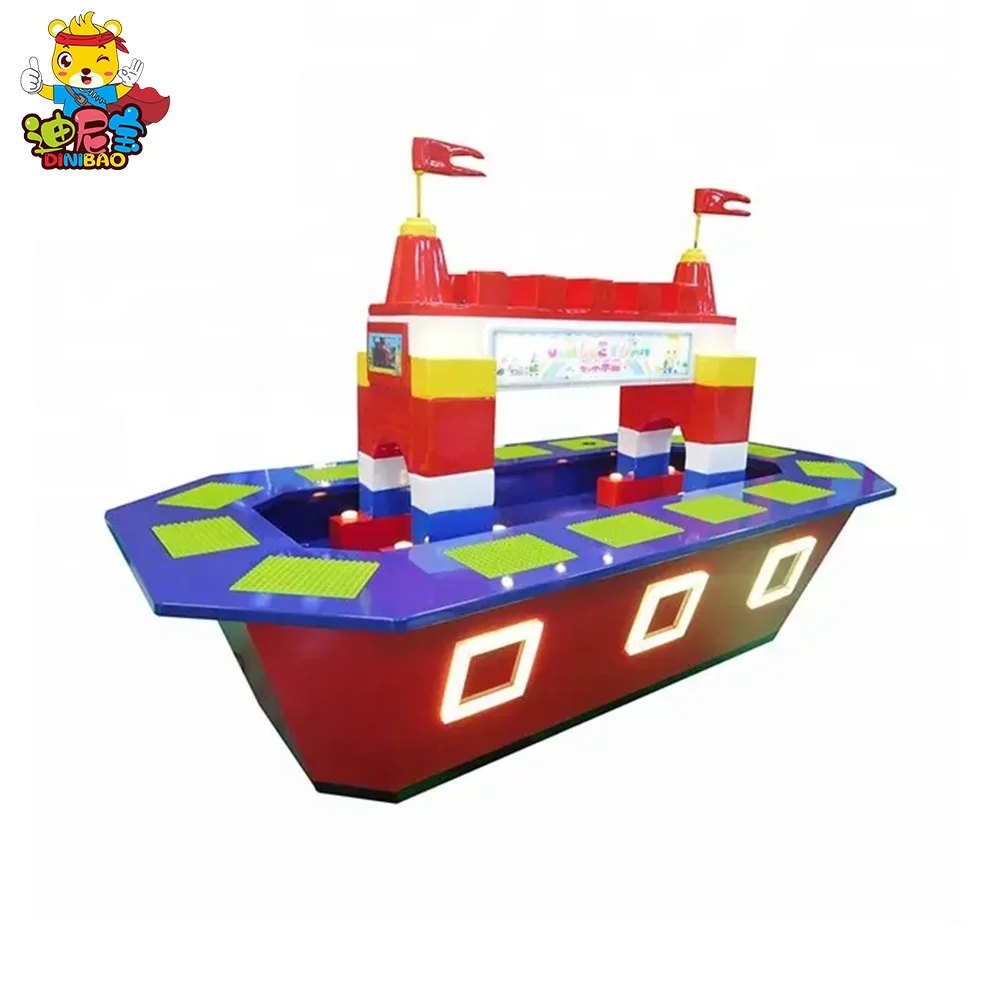 Hot selling kids DIY building block table indoor amusement educational  building block toy  machine