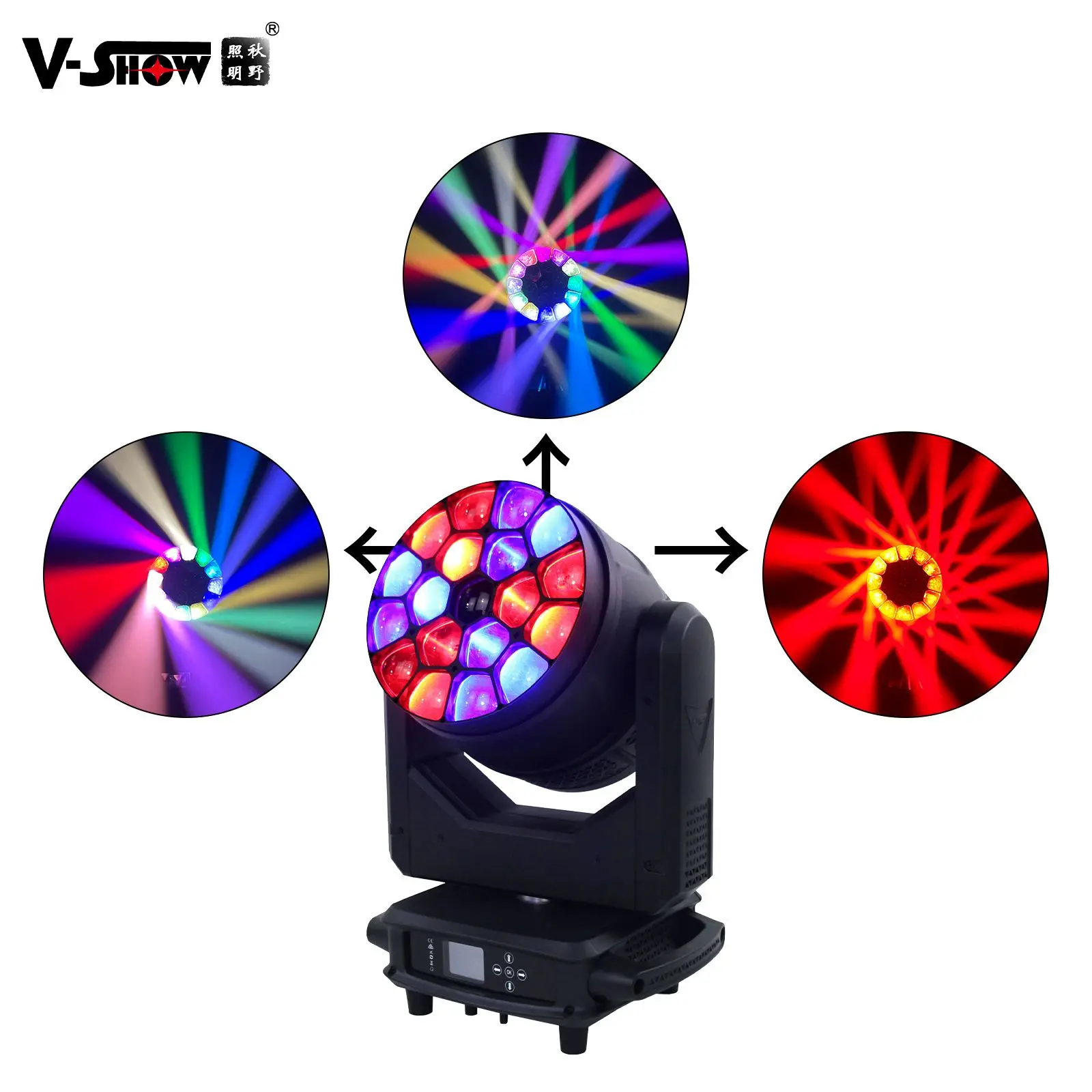 VSHOW R1940L Splash Wash Moving Heads 19pcs 40W RGBW LED Beam Wash Big Eye Moving Head DMX Stage Lights