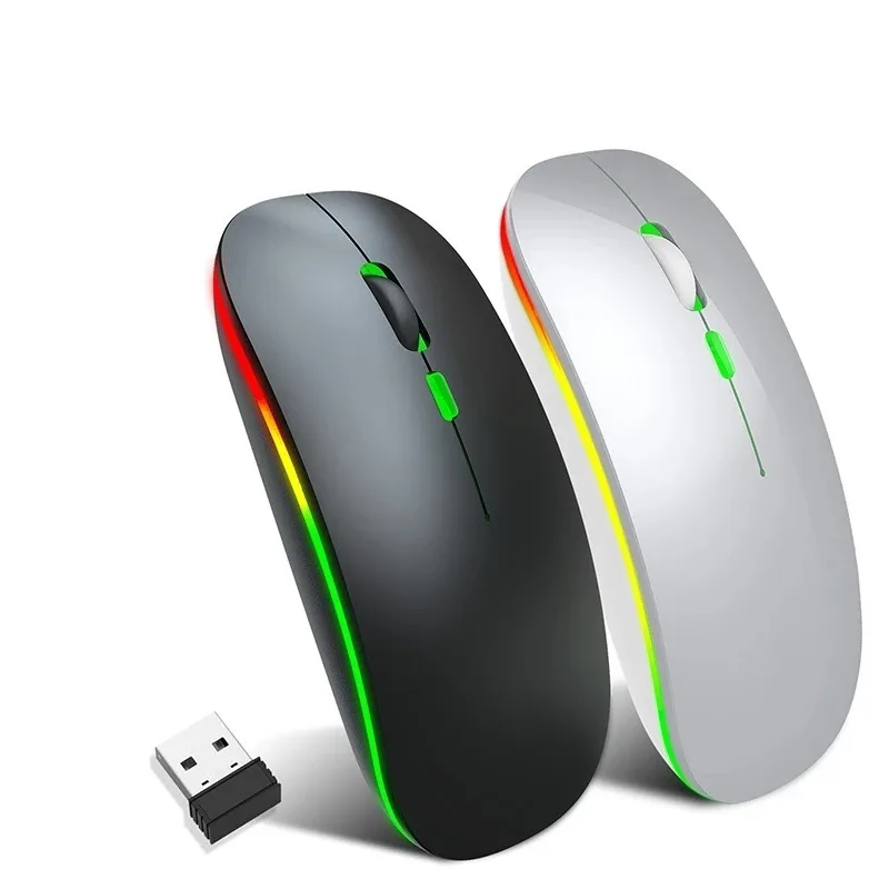 Customized LOGO Wireless Mouse 15 Colors Available Rechargeable BT-compatible RGB Mouse Ergonomic Mouse With Backlight