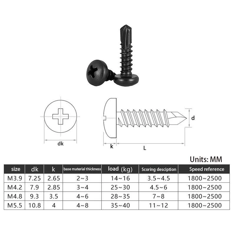 304 316 410 Stainless Steel DIN7504N Phillips Drive Pan Head  Self Tapping Drilling screws for metal