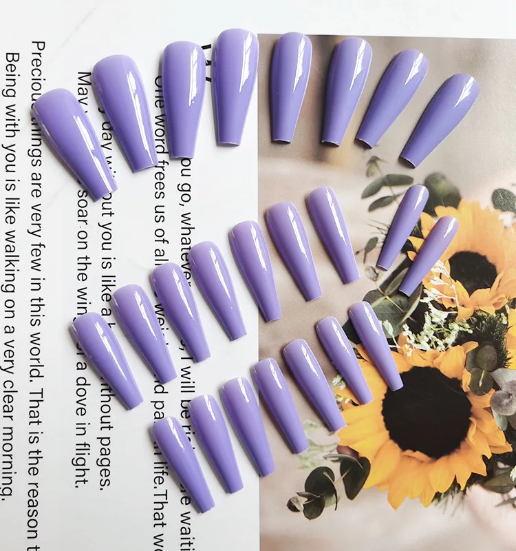 Press On Nails Private Label French Nail Art Fingernails C Full Cover Ballerina Acrylic Press On Nails With Custom