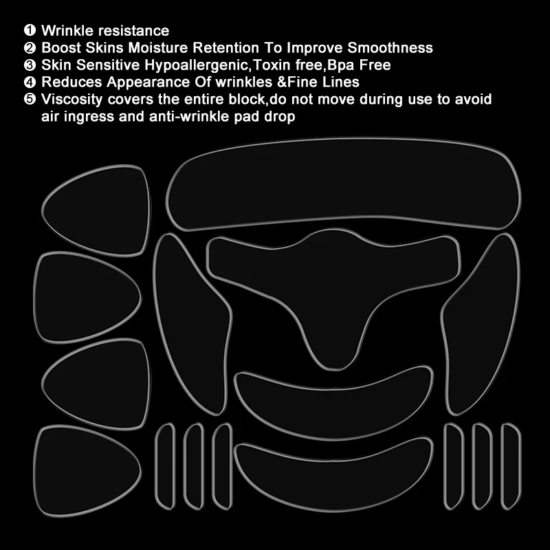Face Wrinkle Patches Skincare Pads to Smooth Eye, Mouth, Forehead Clear Anti-Wrinkle for Reduce Fine Lines, Frown Lines