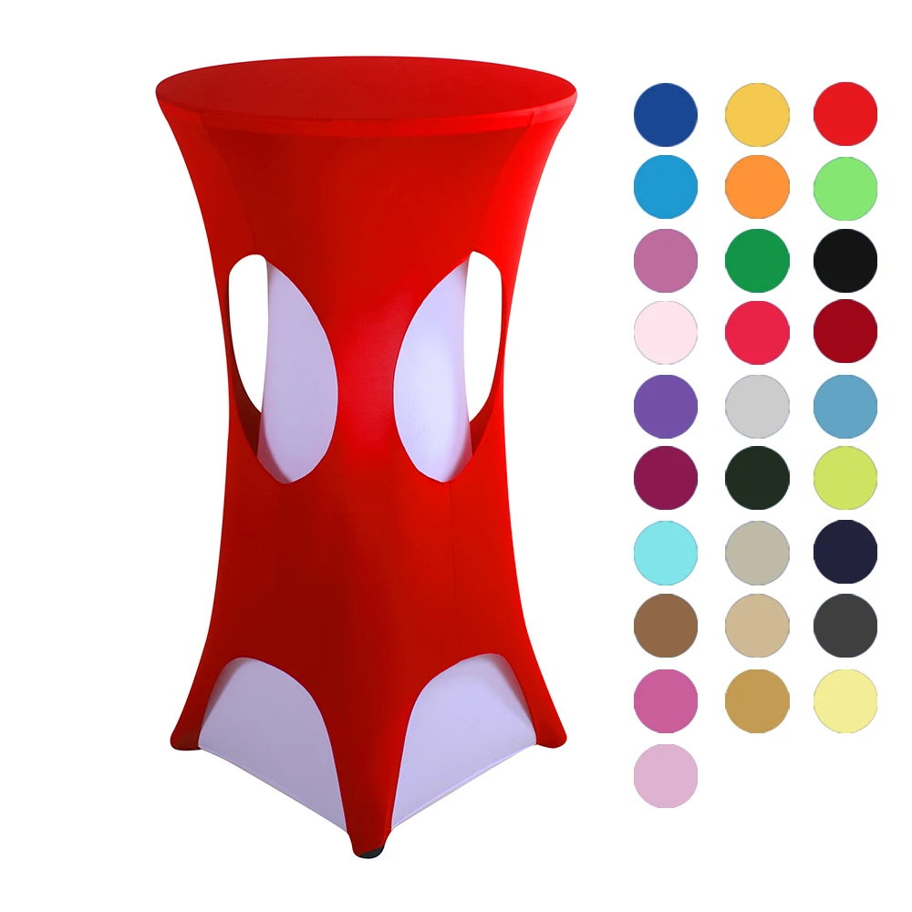 Stretch 30inch by 42inch folding fitted cocktail table cloth overlays  highboy cover designs for wedding parity events