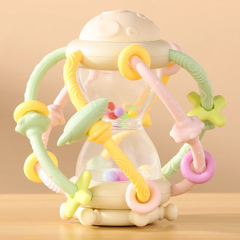 KEAN Bpa Free New Montessori Newborn Baby Chew Teething Toy Hourglass Rattle Teethers Silicone Sensory Toys For Babies