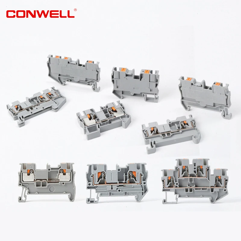 PT Series 2.5MM Spring Connection Screwless Din Rail Terminal Block PT2.5