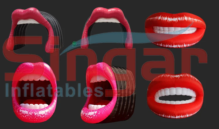 Sexy red giant inflatable mouth model inflatable lip for advertising
