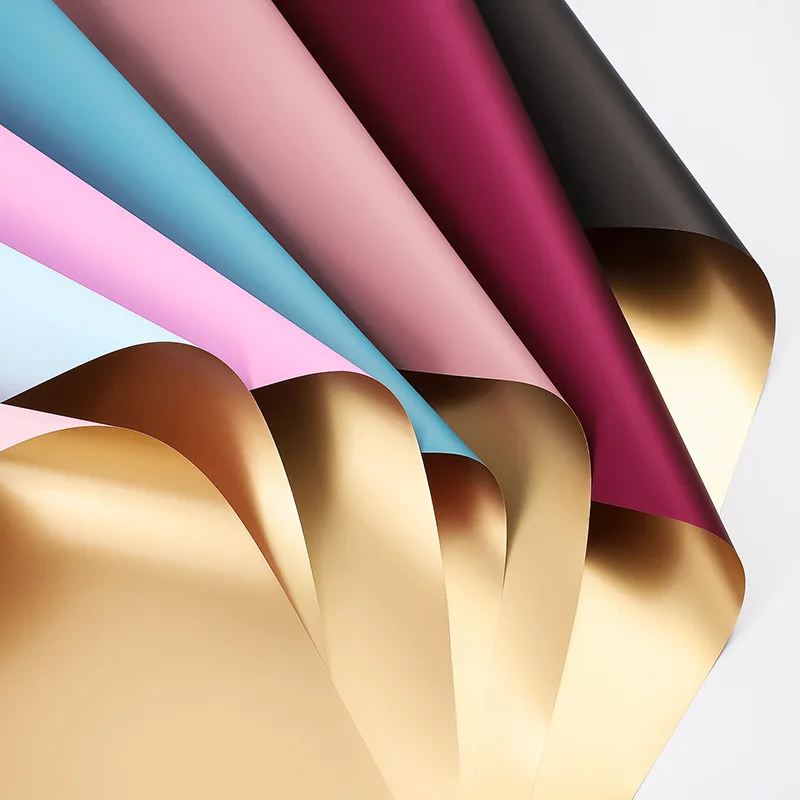 
Double-Sided Color Gold Wrapping Paper Flower Bouquet Plastic Waterproof Florist Paper For Flower 