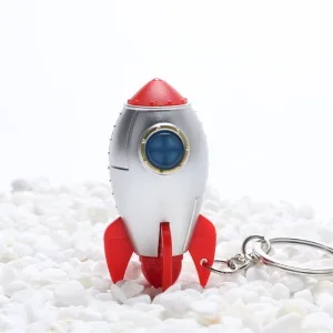LED rocket shaped keyring light up satellite keyring