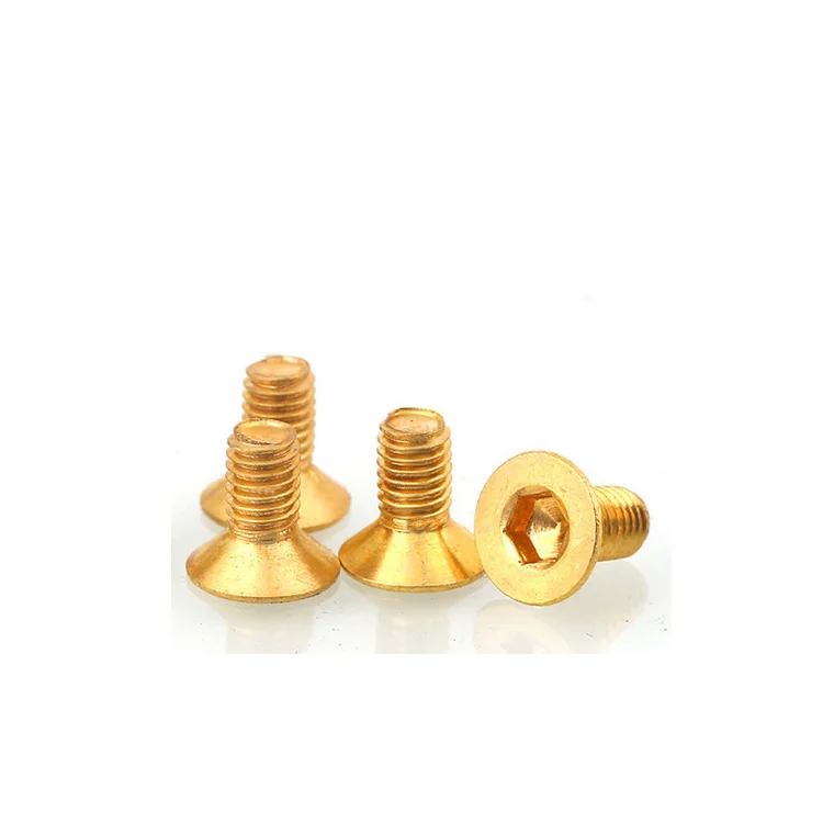 Латунные винты с потайной головкой и шестигранным отверстием DIN7380, латунный винт с плоской головкой