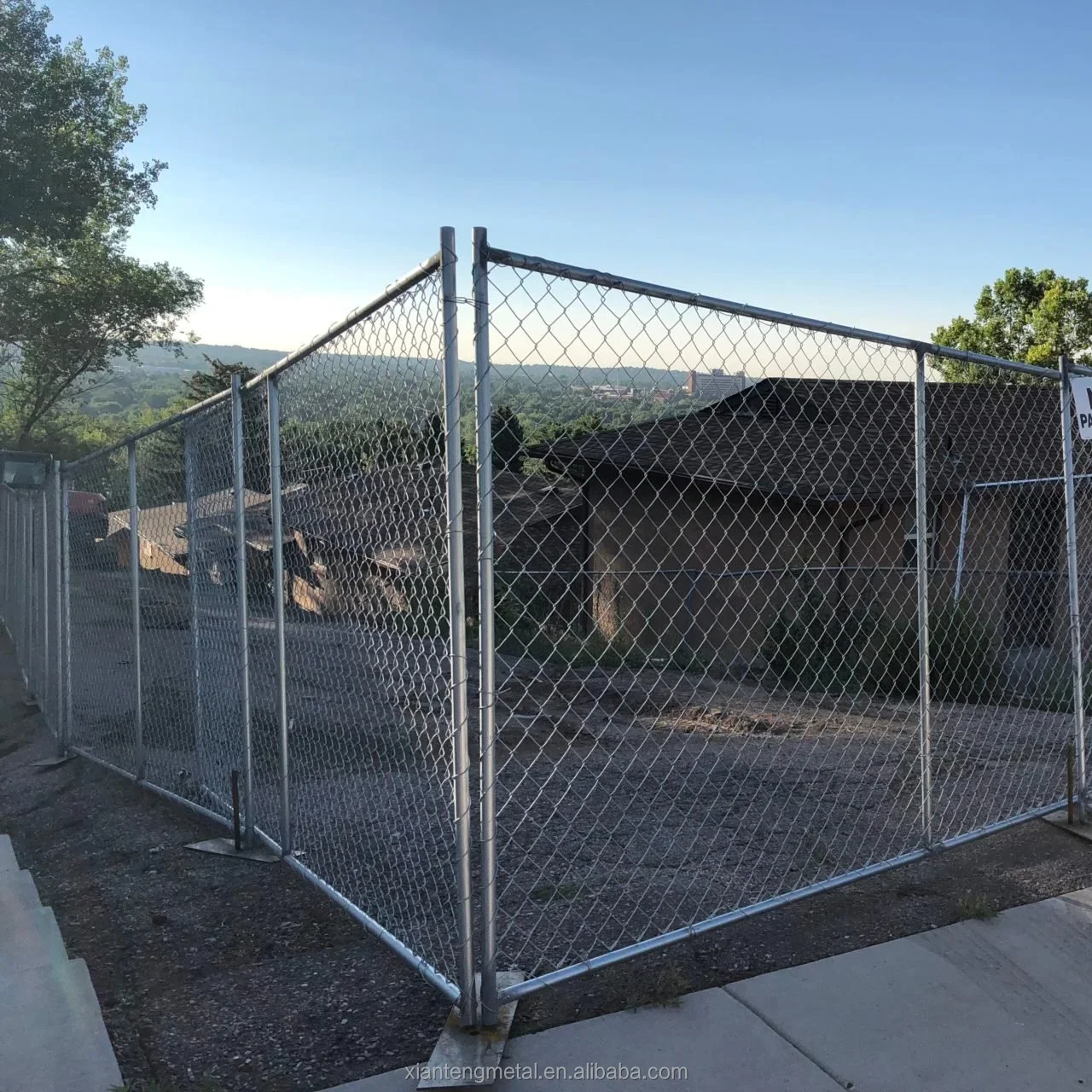 Temporary Chain Link Fencing Hot Dipped Galvanized Silver Temporary Fence Movable Woven America Temporary Fence
