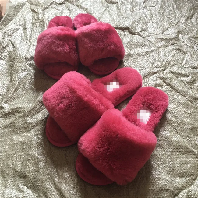 Sheepskin Designer slippers slides home slippers for women