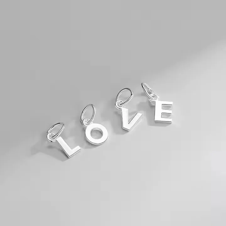 DIY Jewelry Making High Polish 925 Sterling Silver Letter Charms A-Z Initial Letters Pendant For Necklace Wholesale 2022