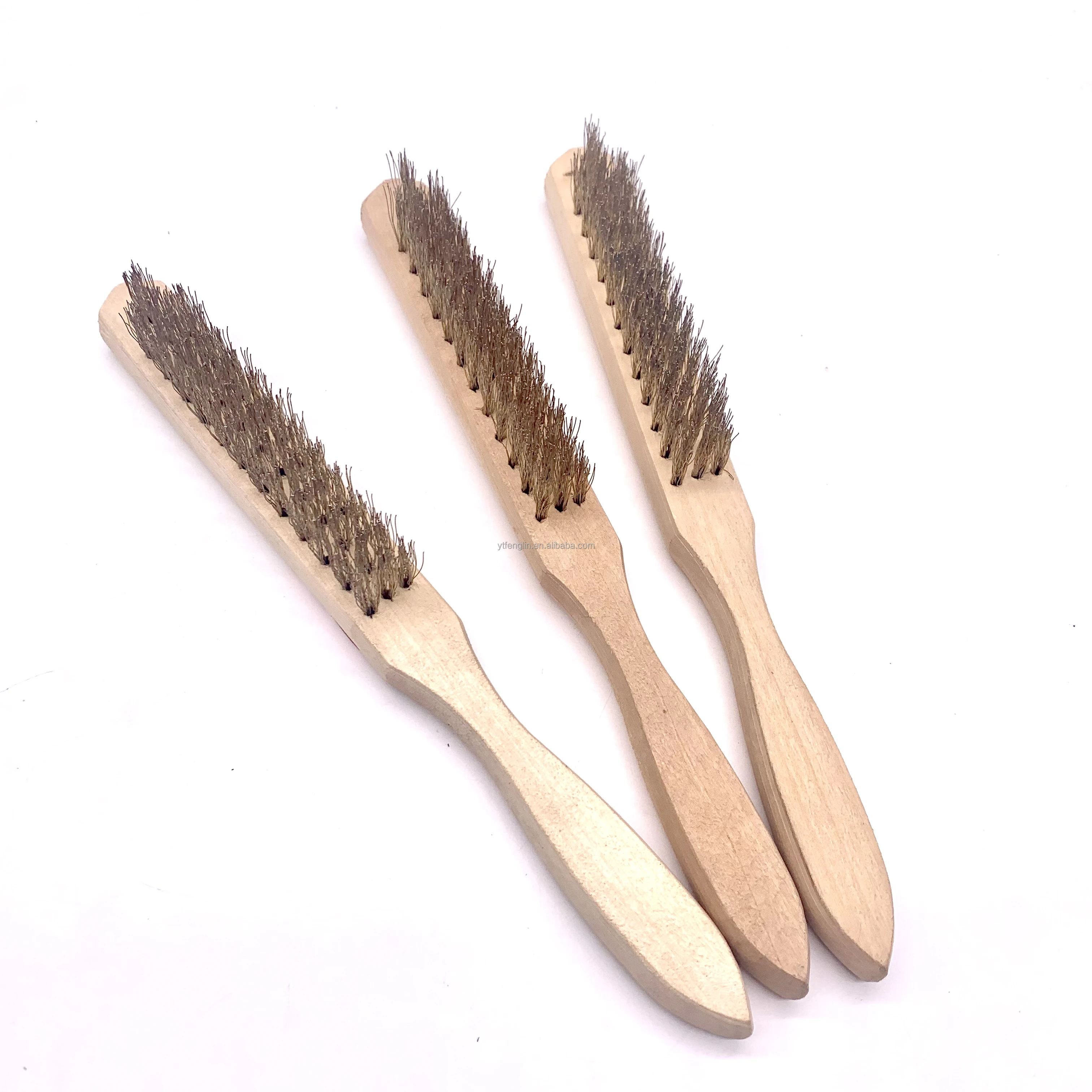 Factory rich wholesale hardware tools wire brush manual rust removal copper plating brush wooden handle steel wire Hand brush