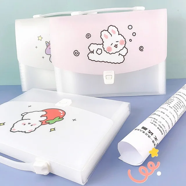 Simple Cute Bear Large-Capacity Multi-Layer Organ Bag data storage bag portable file book