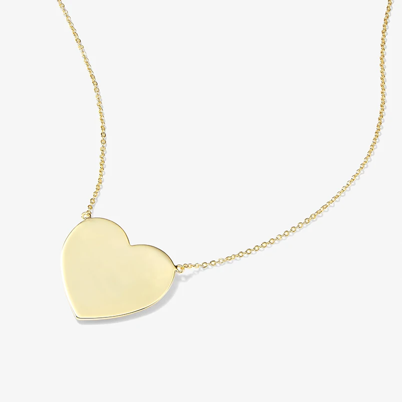 Gemnel minimalist jewelry best selling 925 silver polish finish gold plated large heart pendant necklace