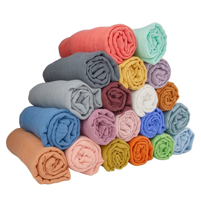 bamboo fiber double layers new arrival solid dyeing muslin baby swaddle wrap gauze blanket