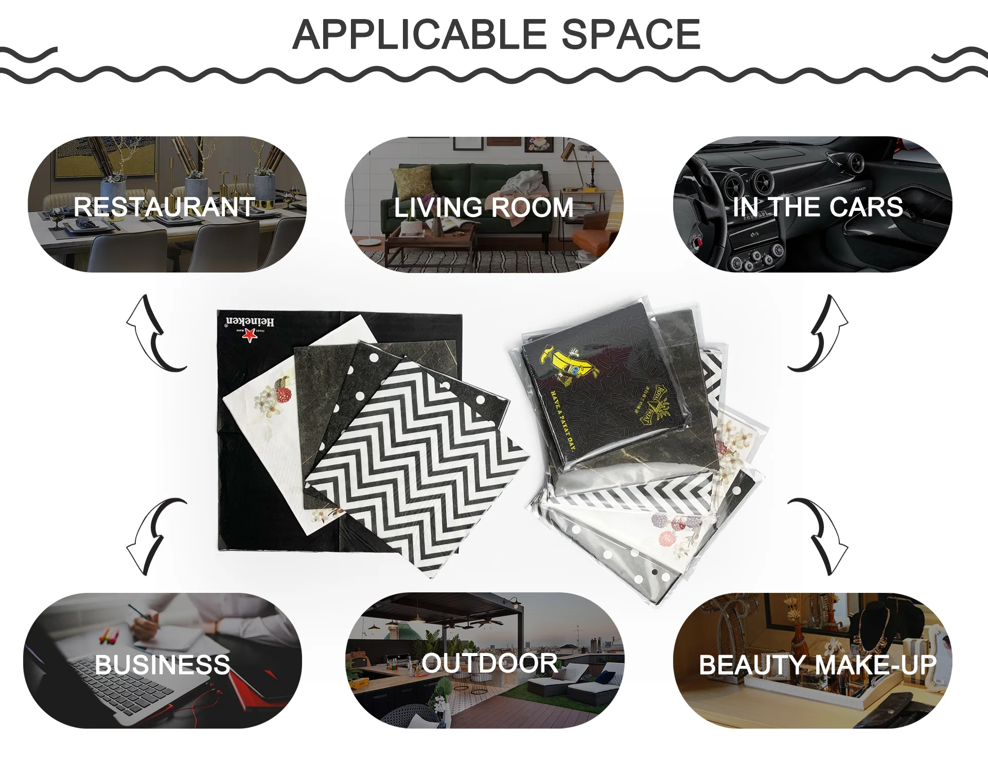 Biodegradable super absorbent cocktail serviette 4 8 fold party dinner print logo paper napkin