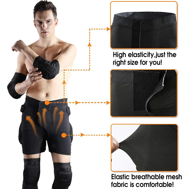 EVA Padded Compression Shorts Impact Resistance Protective Butt Padded Shorts Protection Pants for Ski Skate Snowboard Football