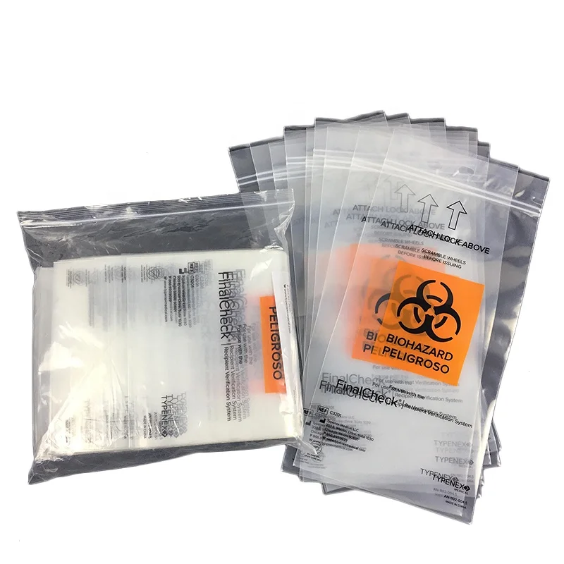 UN printed biohazard/medical specimen zipper bags
