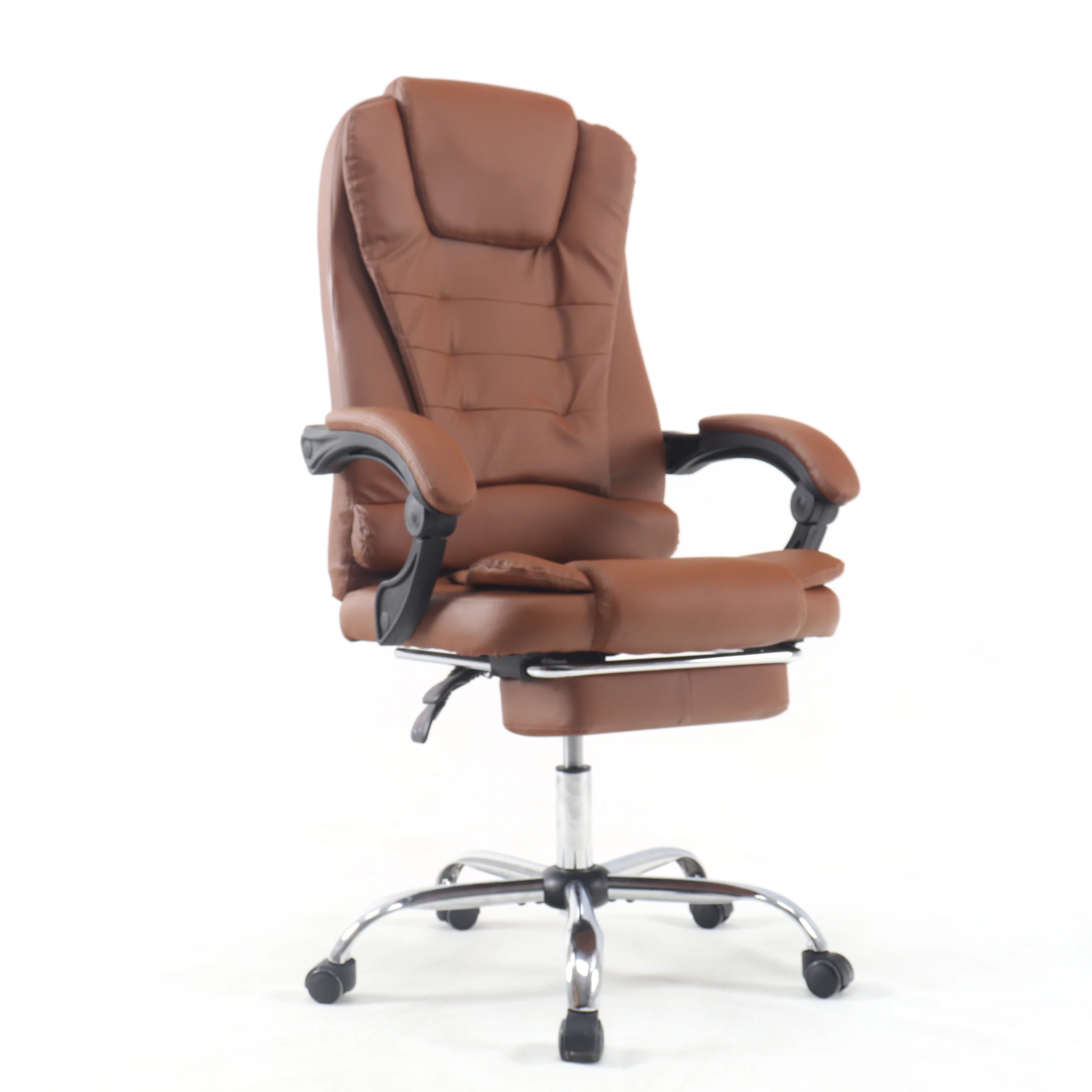 Brown-Colored Ergonomic Reclinable Swivel Height Adjustable Executive Chair Work Office Boss Chair with Footrest