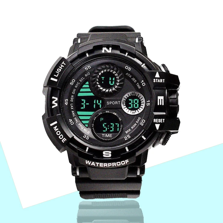 
Trendy Fashion Sports Multi-Function Luminous Black Screen Reverse Domineering Electronic Watch 