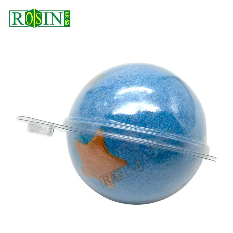 Customized Logo Clear Round Blister Plastic clamshell hinge Packaging boxes for bath bombs