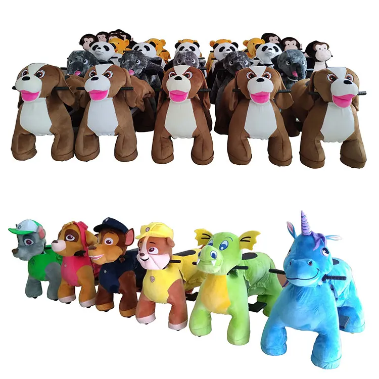 Electric Ride On Animal Toy Coin Operated Battery Montables Electricos Kids Plush Electronic Walking Animals Ride With Wheel