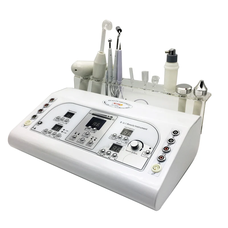 8 IN1 electrotherapy& Vacuum Spray galvanic Microcurrent face lift machine multi-functional beauty Device for salon use