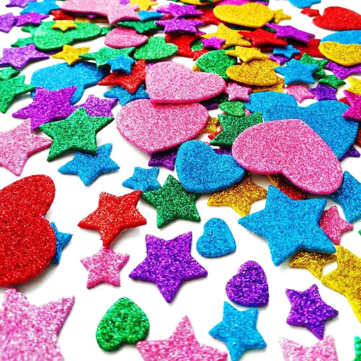 Stars Mini Heart Shapes Colorful Self Adhesive Glitter Foam Stickers Holiday Decoration Decorative Sticker Die Cutting Printing
