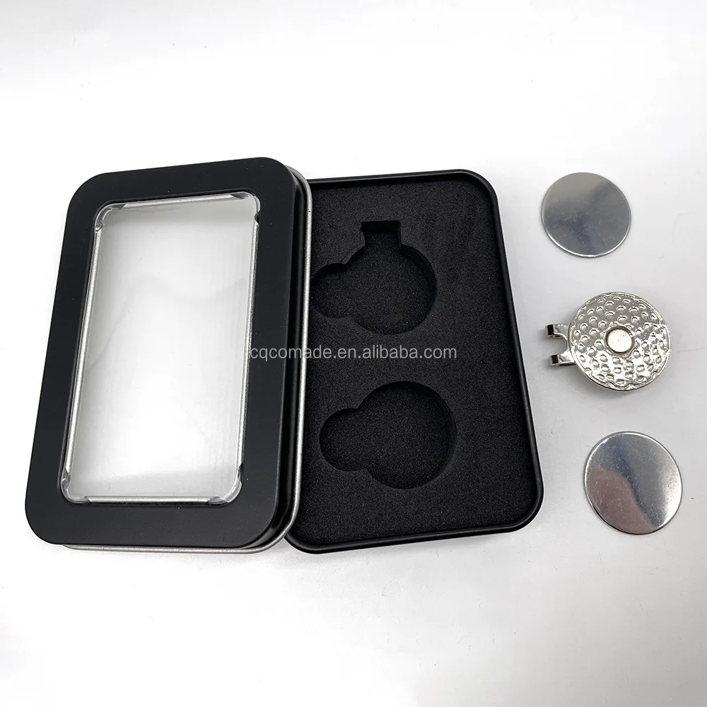 Blank Golf Promotional Golf Gift Set black Tinplate box Golf hat clip and ball makers