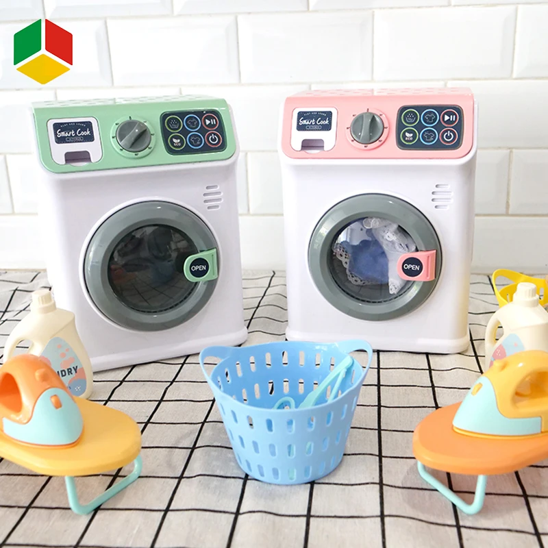 QS Toy Pink Green Color B/O Simulation Safe Way To Use Roller Electric Toy Touch Screen Version Of Washing Machine Toy For Sale