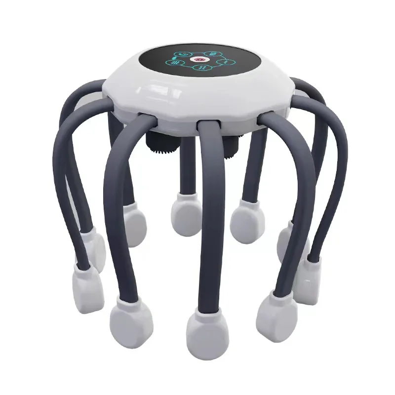 Automatic 10 Heads Finger Rechargeable Smart Vibration Spider Head Massage Tool Vibrating Octopus Electric Scalp Head Massager