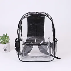 PVC Transparent School Bag for Women Men See Through Large Capacity Backpack Solid Clear Travel Back Bag 2022