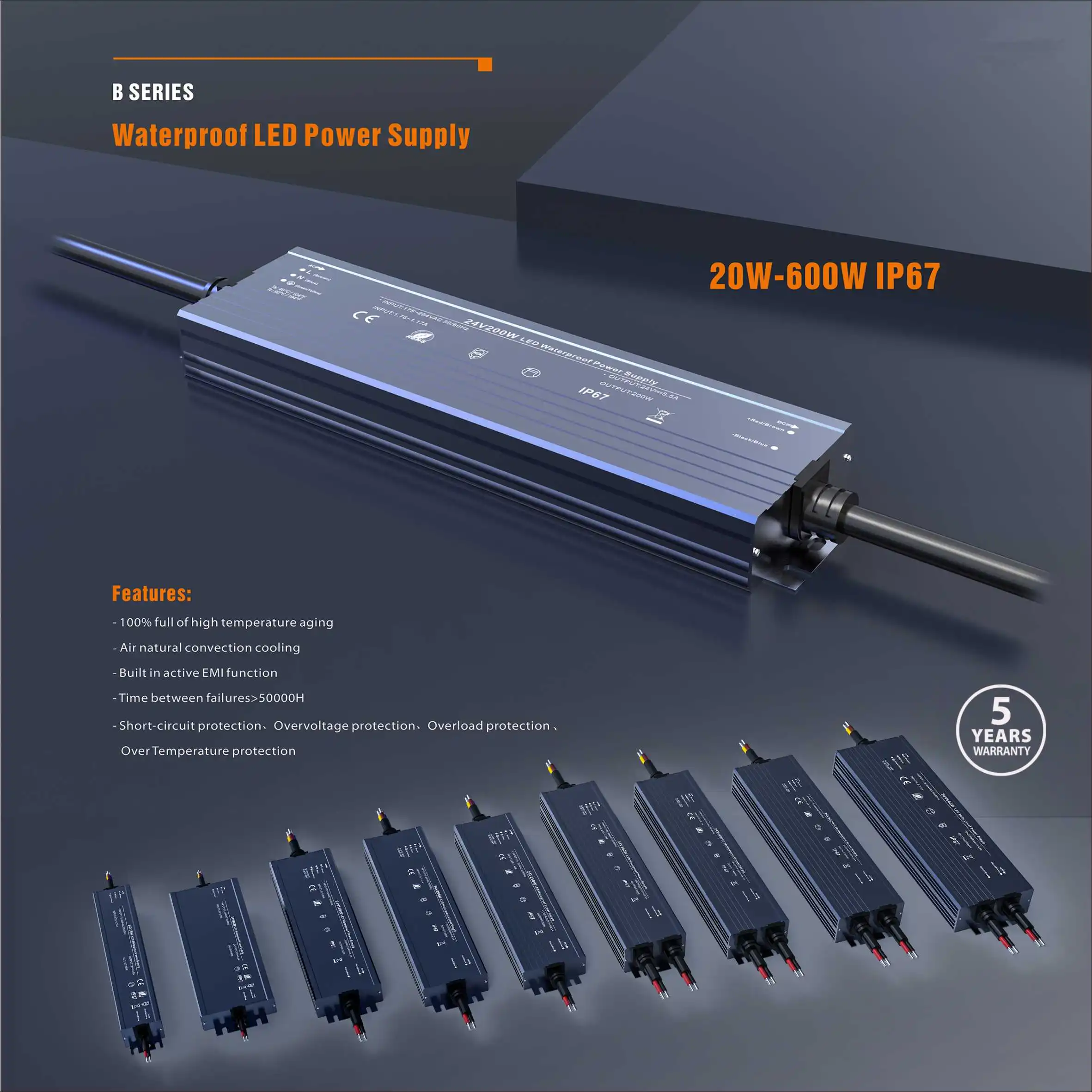 Пользовательский 400 Вт высокой мощности ip67 водонепроницаемый Светодиодный источник питания 24 В 12 светодиодный драйвер с CE ROHS