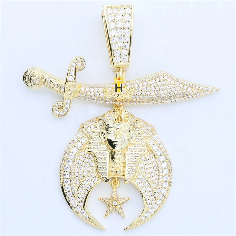 Men hip hop gold silver color pendant ancient old egypt culture Pharaoh necklace jewelry custom