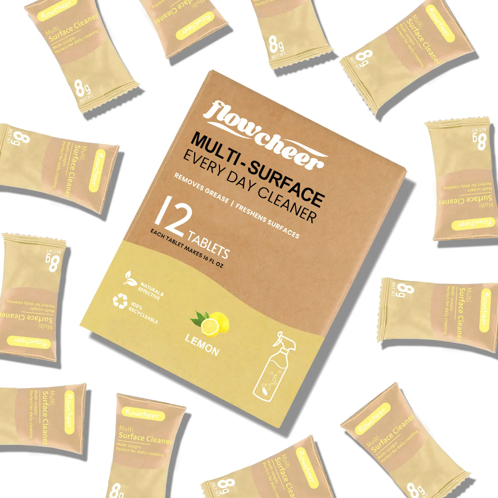 Eco-friendly Multi-purpose Cleaner Tablets with Spray Bottle for Household Cleaning Products