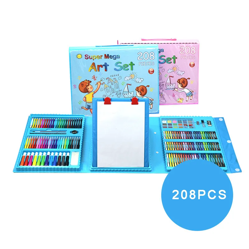 150pcs Promotional Custom Easel Artist Crayon Drawing Paint Brush Pen Student Kids Back To School Gift Kit Stationery