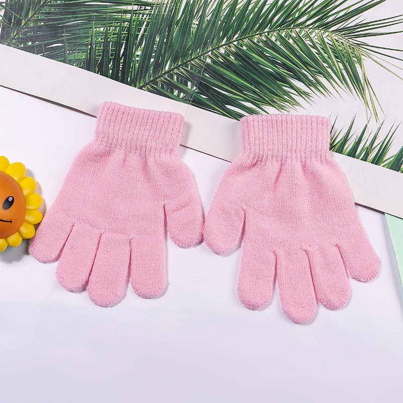 Wholesales Boys Girls Ski Cycling Travel Warm Gloves Toddler Kids Baby Winter Knitted Acrylic Gloves