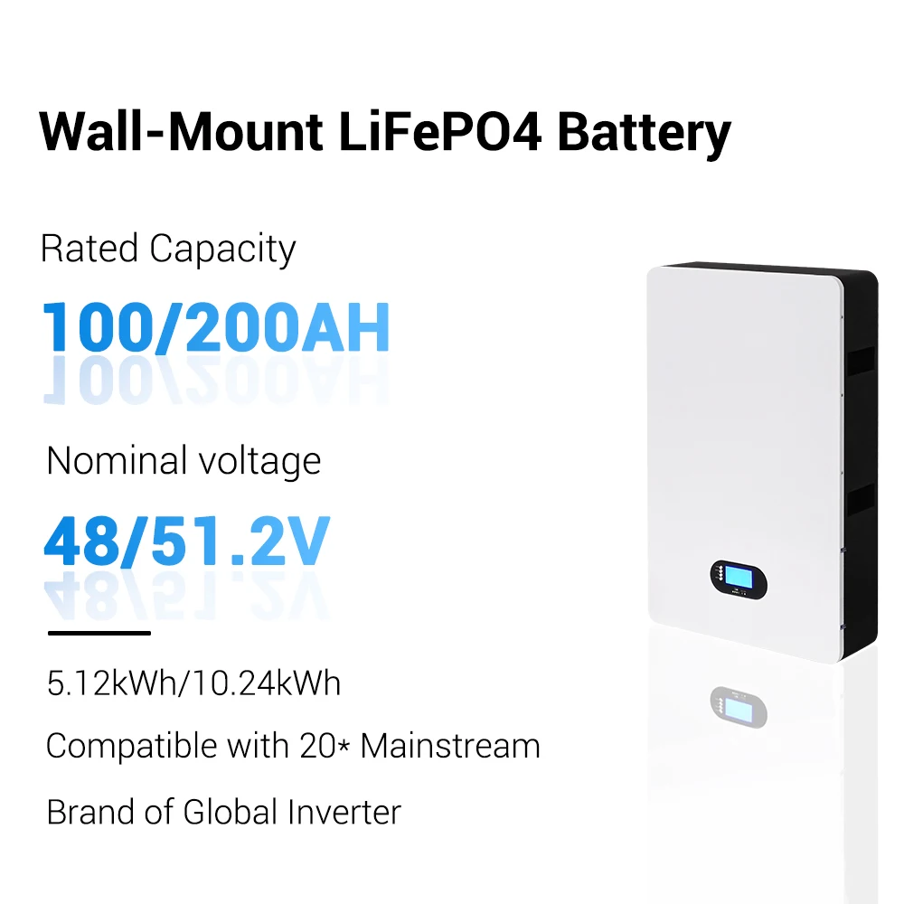 Factory Price Solar System Wall Mounted Battery Lifepo4 48v 100ah 200ah Home Solar Energy Storage Battery 5kw 10kw