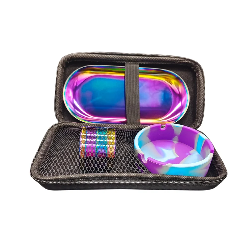 Travel Kit Cigar Ashtray Herb Grinder Smoking Accessories Rolling Tray Set Tobacco Grinder Smoking Kit