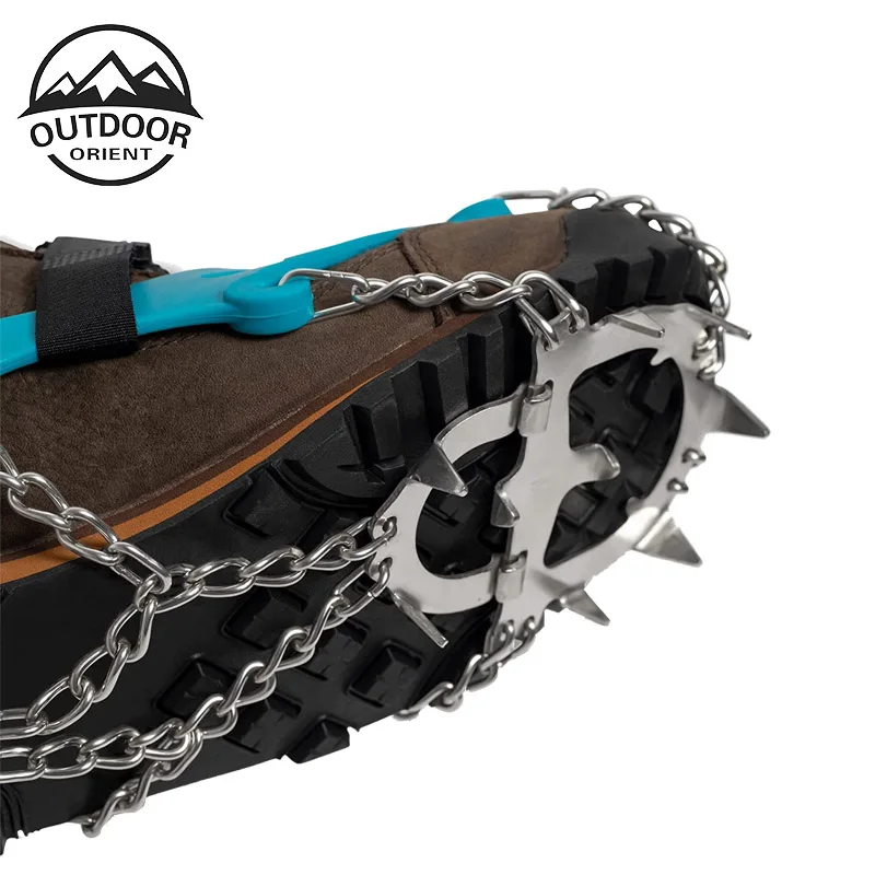 14 spikes crampons upgraded version stainless steel anti-slip micro-spikes ice cleats grip for hiking shoes and boots hiking