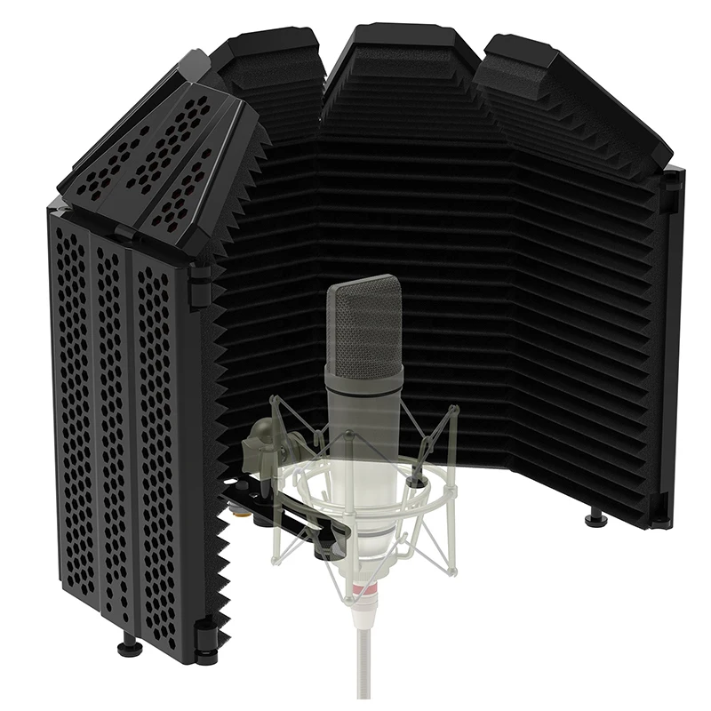 Newest hot selling factory 5 doors windscreen studio microphone mic isolation shield