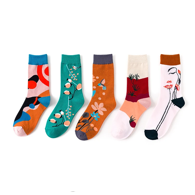 Wholesale Hundreds Styles Novelty Solid Stripe Polka Dot Camouflage Weed Men Socks Colorful Happy Socks Men