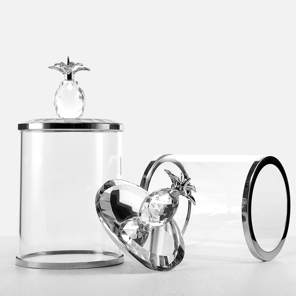 Discounts crystal storage jar Home Decoration Transparent Crystal Glass Food Storage Jars