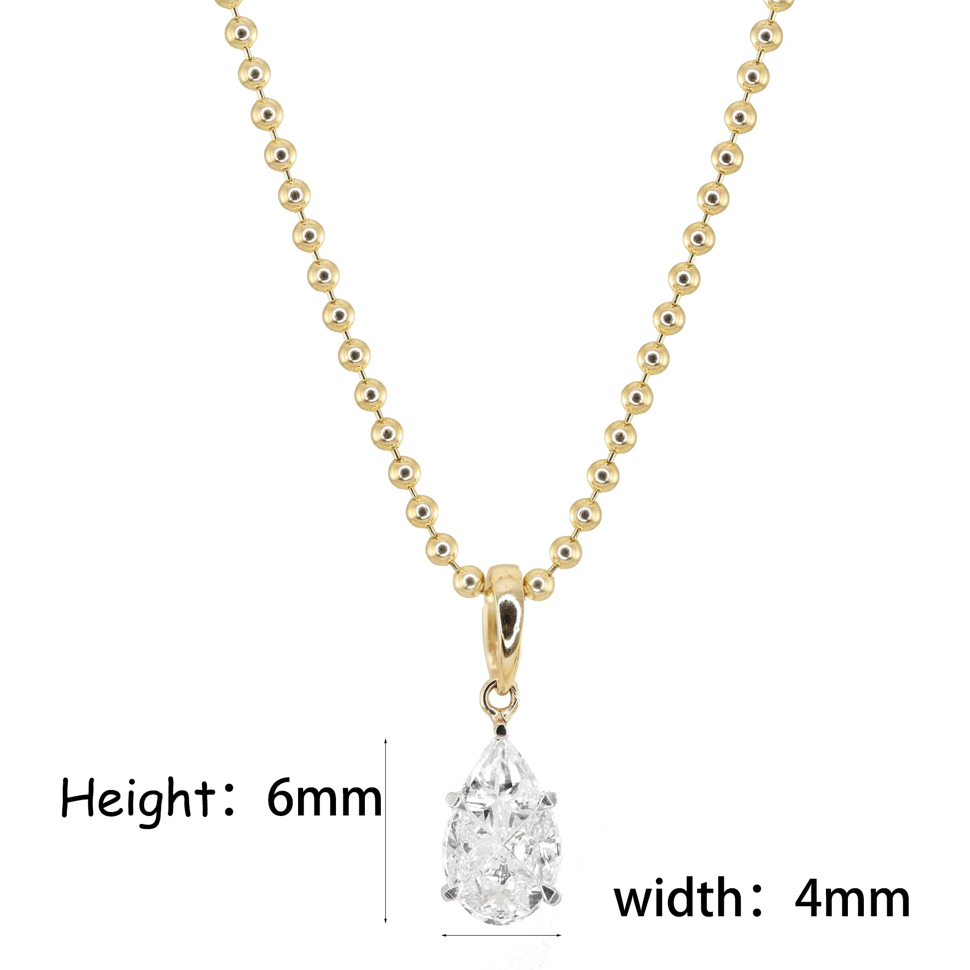 Slovehoony 925 Sterling Silver Cubic Zirconia Waterdrop Pendant Necklace Gold Plated Custom Pear Personalized Necklace For Girl