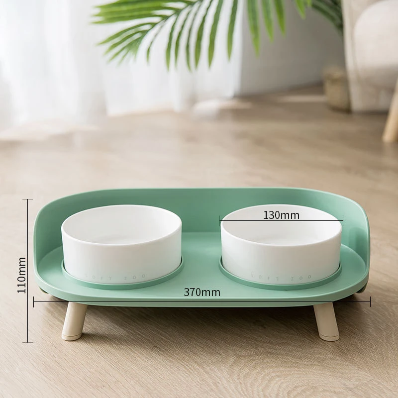 
luxury double eco friendly porcelain cat pet dog bowl slow elevated dog pet feeder 