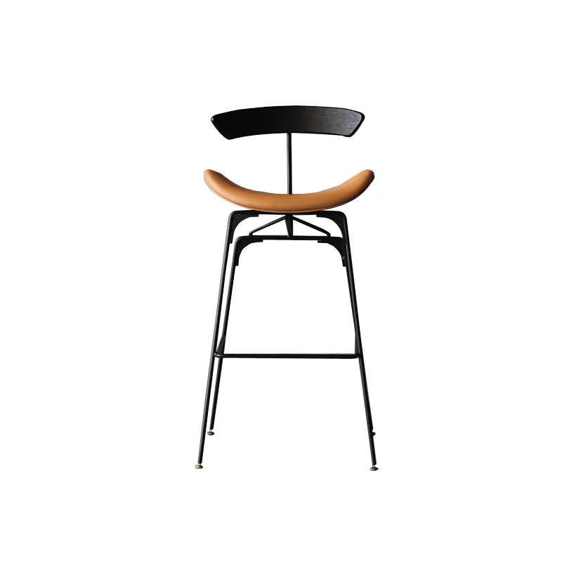 Nordic bar chair wooden bar stool fashion iron leg high chair